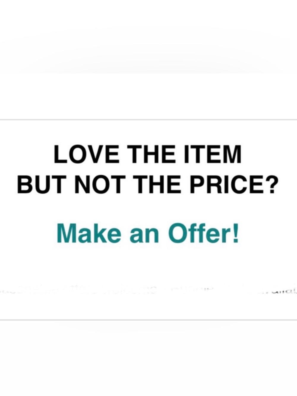 Make an Offer Sign - Teal and Black Text